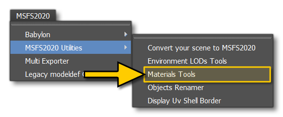 The Material Tools In The FlightSim Menu
