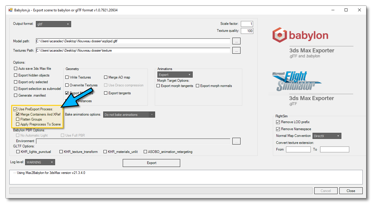 The Export Options For Containers