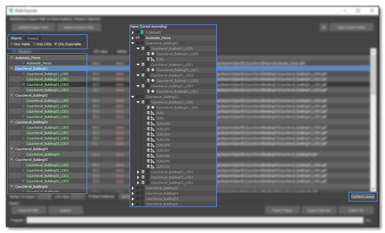 LoD Lists For Export