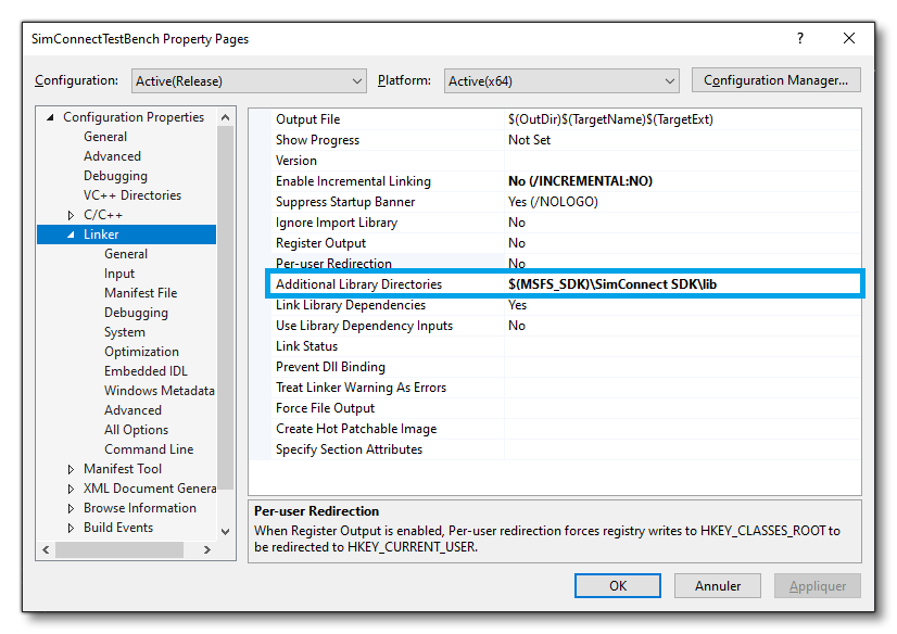 Add SimConnect.lib And Its Dependencies
