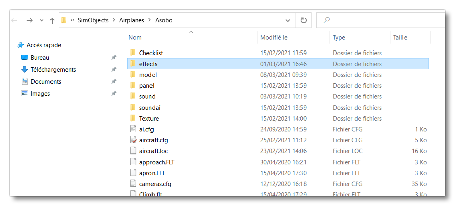 General Folder Structure For A SimObject Aircraft