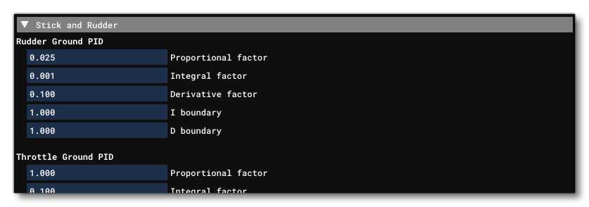 The Stick And Rudder Parameters In The AI Tab