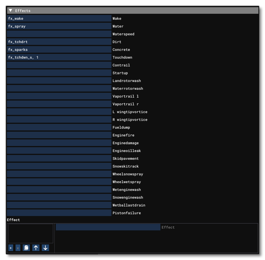 The Legacy Effects Section Of The Aircraft Tab