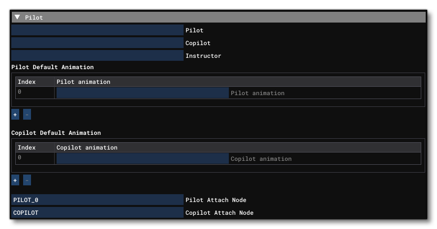 The Pilot Section Of The Aircraft Tab