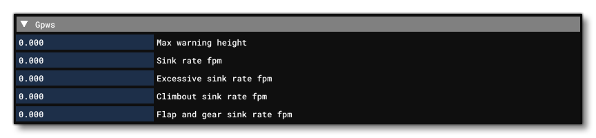 The GPWS Section Of The Cockpit Tab