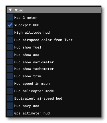 The Misc. Section Of The Cockpit Tab