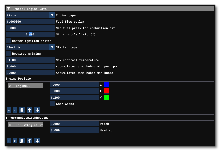 The General Section Of The Engines Tab