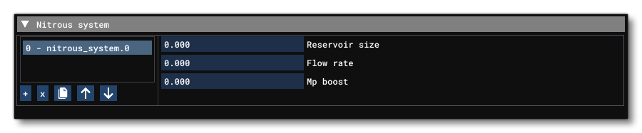 The Nitrous Section Of The Engines Tab