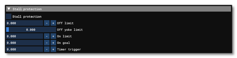 The Alpha Protection Section Of The Flight Model Tab