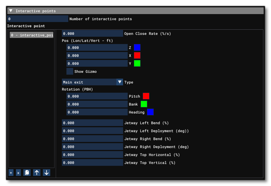 The Interactive Points Section Of The Flight Model Tab