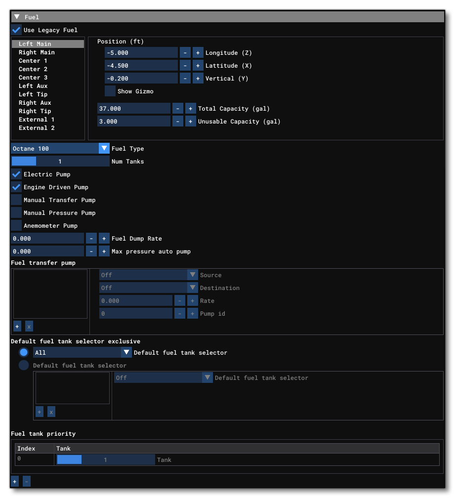 The Legacy Fuel Section Of The Flight Model Tab
