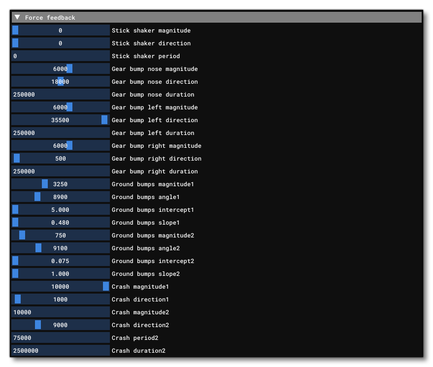 The Force Feedback Section Of The Gameplay Tab