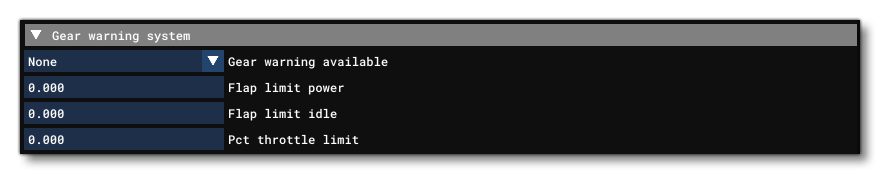 The Gear Warning Section Of The Systems Tab