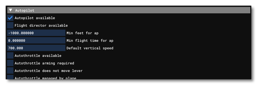 The Autopilot Section Of The Systems Tab