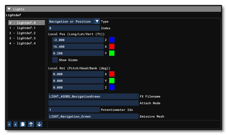 The Lights Section Of The Systems Tab