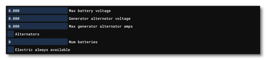 The Electrical Section Of The Systems Tab