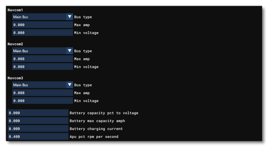 The Legacy Electrical Section Of The Systems Tab