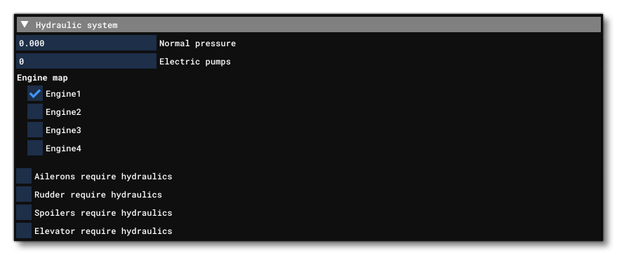 The Hydraulics Section Of The Systems Tab