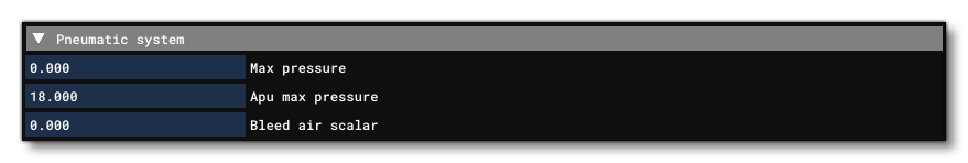 The Pneumatic Section Of The Systems Tab