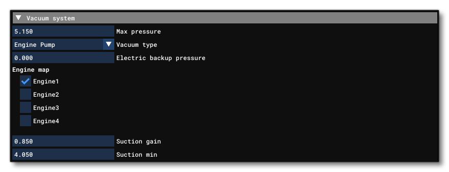 The Vacuum Section Of The Systems Tab