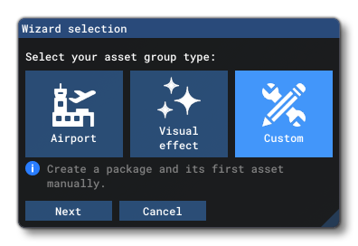 The Main Package Wizard Window