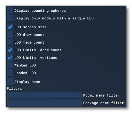 Additional Model LOD Options