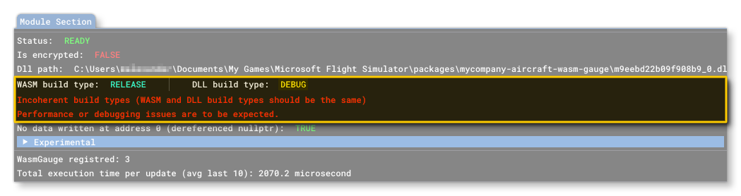WASM Debug Mismatched Build Type Error