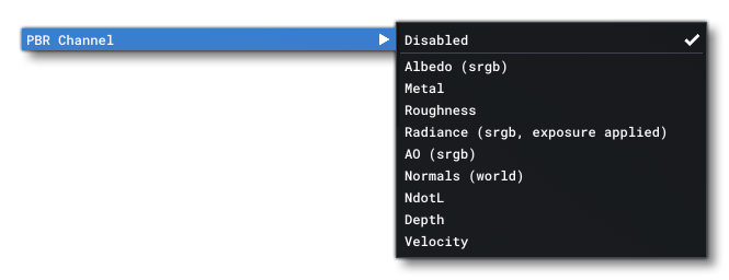 The Different PBR Options From The Options Menu