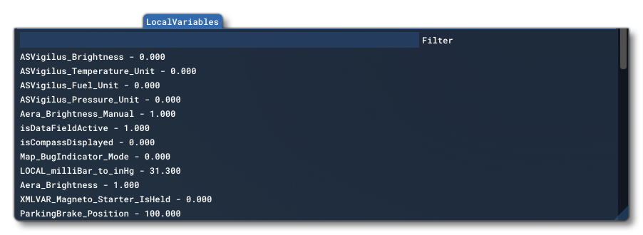 The LocalVariables Tab Of The Behaviors Window