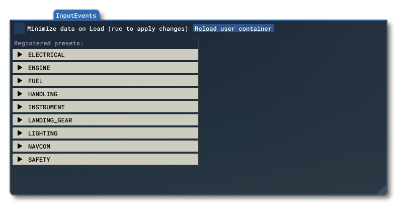 The InputEvents Tab Of The Behaviors Window