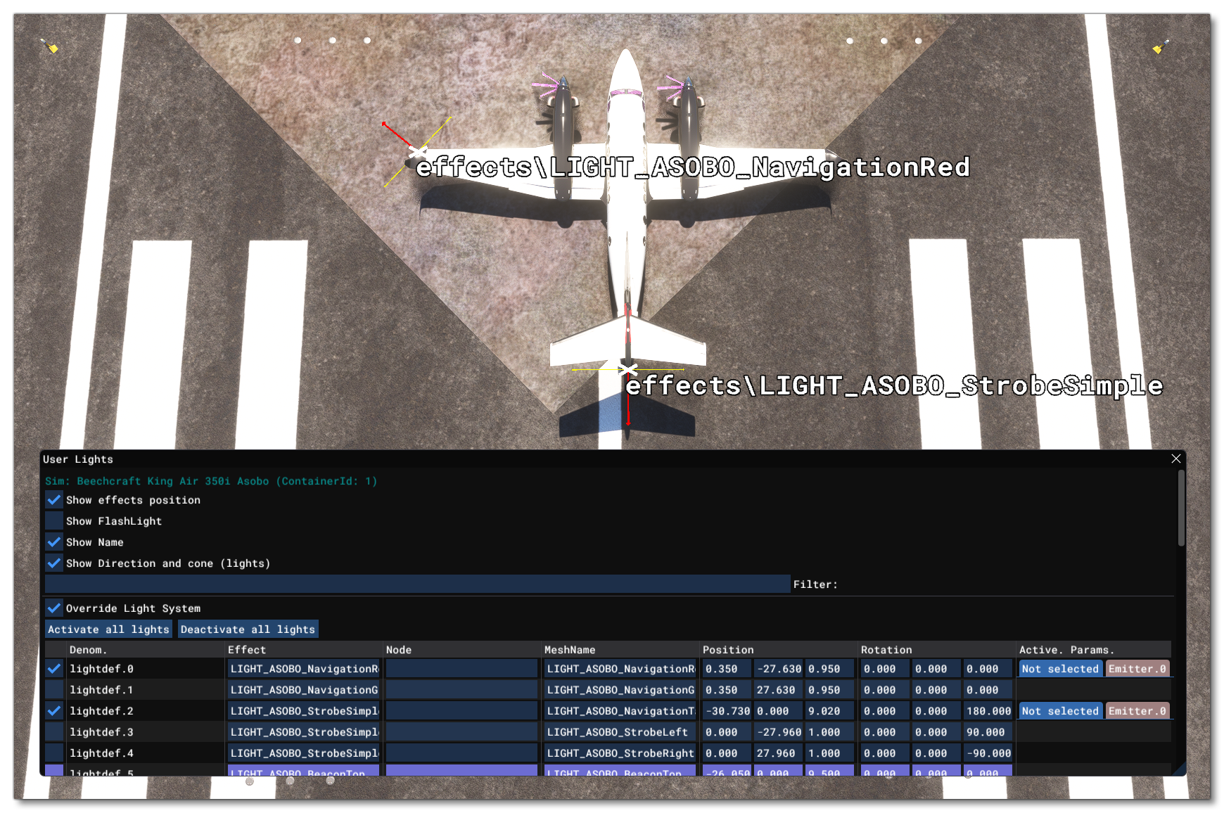 Light Information Shown As An Overlay Within The Simulation