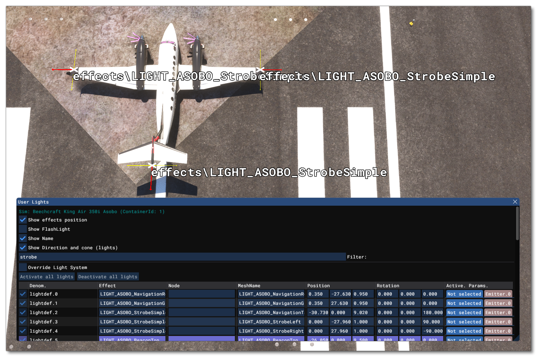 Light Information Being Shown Using A Filter In The User Lights Window
