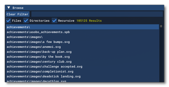 The Browse Section In The Virtual File System Window