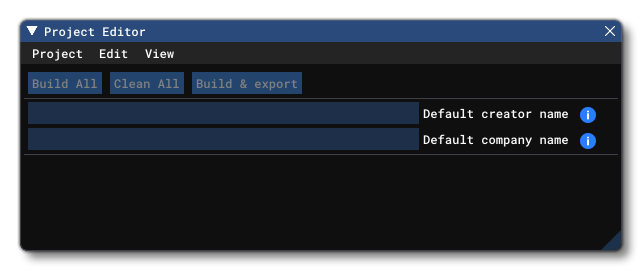 The Main Project Editor Window
