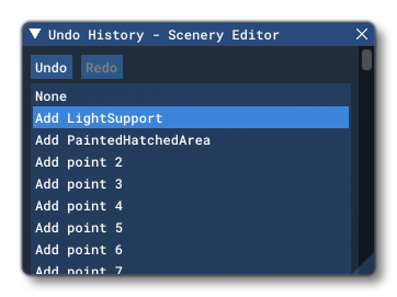 The Undo Window In The Scenery Editor