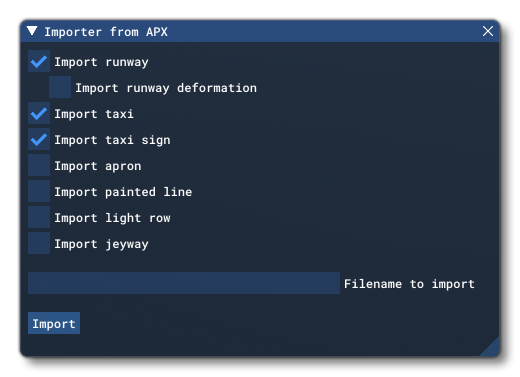 The Import From An Airport Window In The Scenery Editor