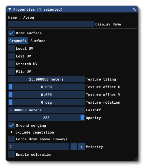 The Apron Object Properties