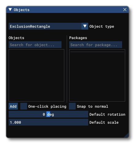 The ExclusionRectangle Object In The Objects Window