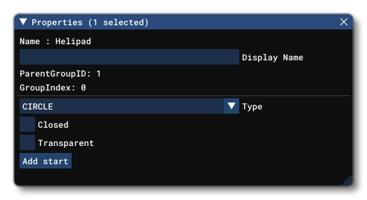 The Helipad Object Properties