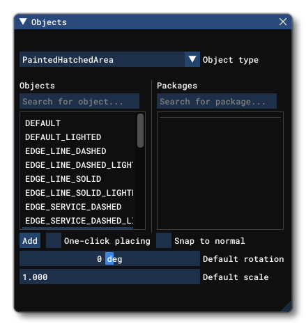 Different Painted Hatched Area Object Elements Listed In The Objects Window