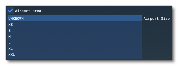The Airport Size Options For A Polygon Airport Area