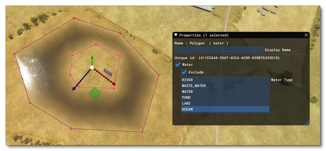 Two Polygon Water Areas Where One Is An Exclusion Polygon