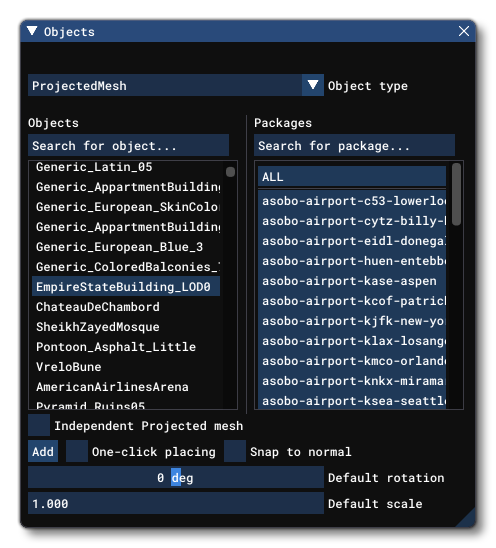 Different Scenery Object Elements Listed In The Objects Window