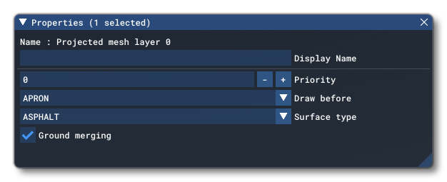 The Group Properties Window For A Projected Mesh