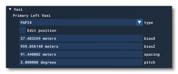 The Different Settings For A VASI Light Type