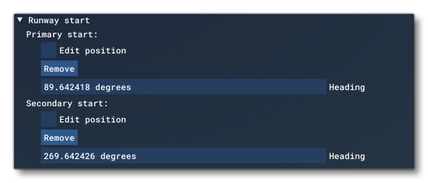 The Runway Start Options