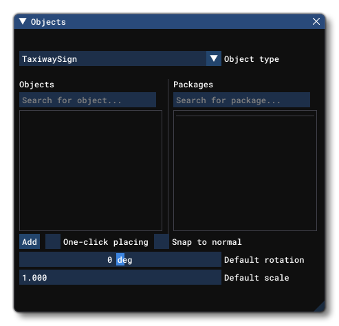 The Taxiway Sign Object Element In The Objects Window