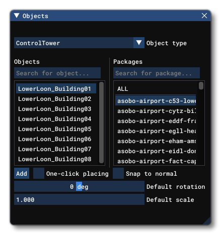 Different Scenery Object Elements Listed In The Objects Window