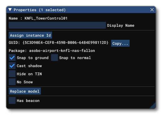 The Properties Window For A Tower Object