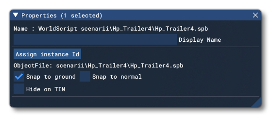 The Properties Window For A WorldScript Object